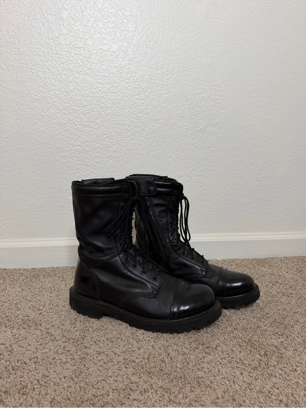 Rocky Men's Black Lace-Up Leather Combat Boots